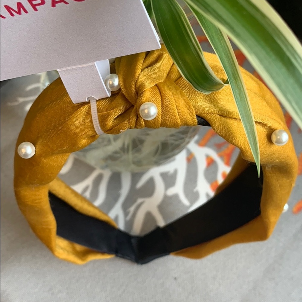 Rampage yellow headband with faux pearls
